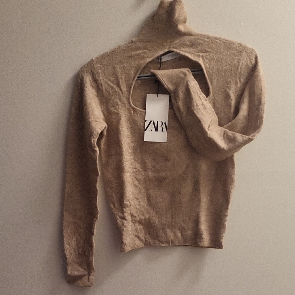 Zara Beige Knit Top with Open Back